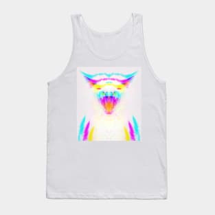 Dramabite Blue Yellow Magenta CMYK Glitch Cat Kitten Tank Top